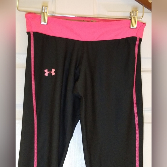 Under Armour Women's Compression Coldgear Leggings Pink Black Size Medium - Picture 2 of 12